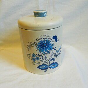 Vintage Ransburg Canister Blue Flower
